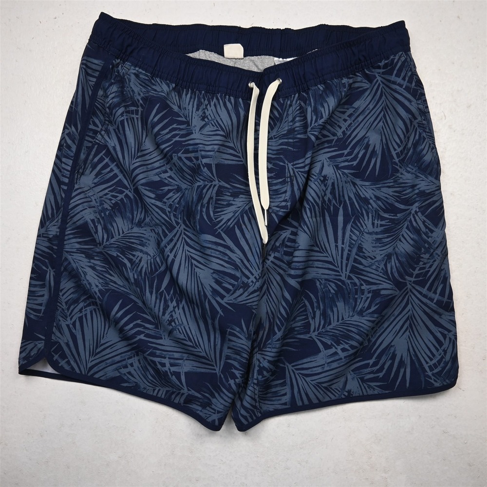 Fair Harbor Lx8" Blue Leaf Drawstring Lined Hybrid Swim Mens Shorts
